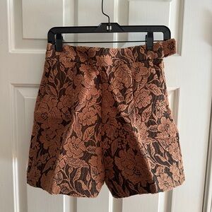 & Other Stories Floral Lace Shorts - Brown and Black